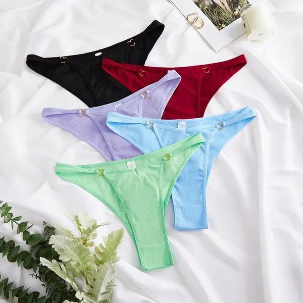 Bragas para mujer, ropa interior transpirable y cómoda que levanta las nalgas, cintura media para niñas, Color sólido con marcas, tangas