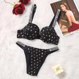 Damesslipje Victoria's Secret 2024 BH-set Verzamelen Sexy glanzend ademend ondergoed Verstelbaar strass