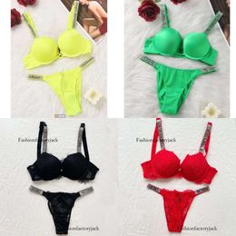 Bragas de mujer VICTORIAS SECRET Conjunto de sujetador y bragas con letras Ropa interior de mujer de encaje sexy Conjunto de sujetador de lencería de tanga Push Up Traje de regalo rosa sin costuras-3XXXL