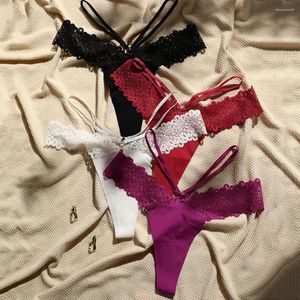 Bikini Bikini Sous-slip pour femmes pour femmes Coton Crotch Cross Lace Lacerie Femme Lingerie sans