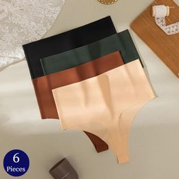 Culottes pour femmes WarmSteps 6pcs / set taille haute sans couture tongs sous-vêtements tendances lingerie sexy confort g-strings sport caleçons