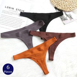 Dames slipjes warmsteps 6pcs/set naadloze vrouwelijke stringers zijden satijnen ondergoed sexy lingerie comfort sporten ademende g-strings