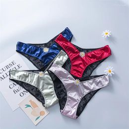 Culotte Femme Femme Dames Sous-vêtements Sexy Dentelle Daisy Y Haute Ouverte Nylon Couleur Dinges String