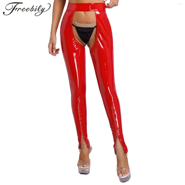 Femme de culotte de femmes pantalon de latex sexy pour danse boîte de nuit humide, cuir breveté pantalon skinny pole danse costume érotique leggings