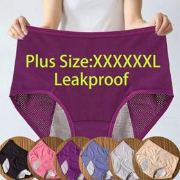 Culotte Femme Femmes 40 à 150kg Sous-vêtements surdimensionnés Preuve de fuite après la menstruation Slip physiologique L 8XL Couleur unie Taille haute