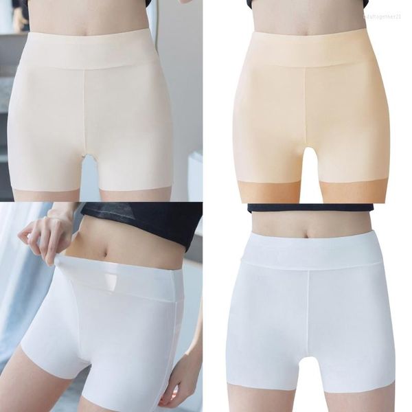 Bragas para mujer, pantalones cortos antirozaduras para mujer, pantalones cortos de seguridad de seda helada, transpirables, para niñas, debajo de las faldas para vestidos