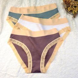 Dames slipje vrouwen katoen hoog elastisch ondergoed ondergoed onderbroek vrouwelijke midden-getailleerde slips kanten rand panty intimaten lingerie