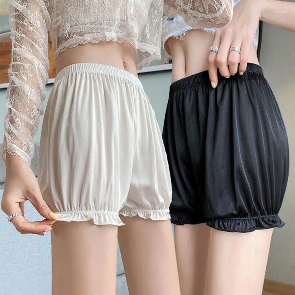 Bragas para mujeres encaje de encaje de imitación de seda flores de volante de seda anti exposición pantalones de seguridad lolita satin knickers shorts vestidos pettipant