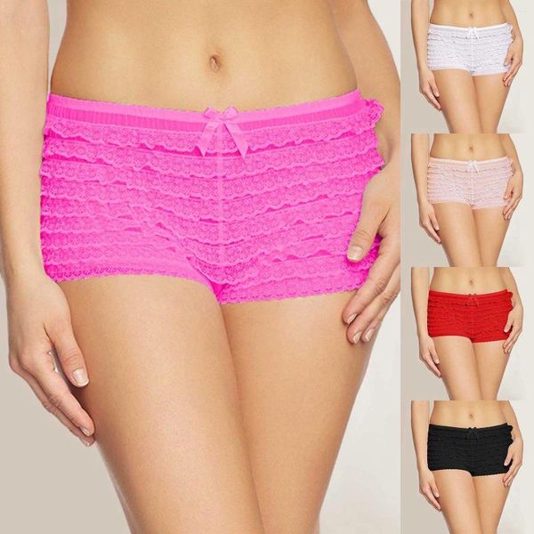 Bragas para mujer Pantalones cortos de encaje en capas para mujer Lolita Estilo japonés Pantalones cortos Arco Elástico Cintura baja Ropa interior Lencería sexy Calzoncillos 2024