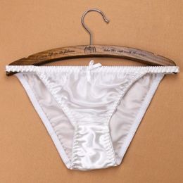 Bragas para mujer Para mujer Seda pura Bikinis de talle bajo Ropa interior de satén Lencería Bragas Nudies Bragas íntimas femeninas XL L M Tangas Tanga Shiny 230424