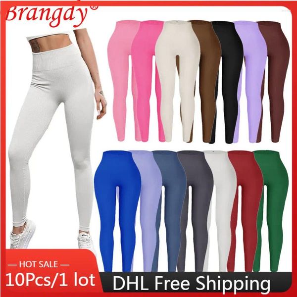 Pantalones de mujer 10 piezas artículos a granel lotes al por mayor medias de ejercicio roscadas largas sin costuras Yoga mujeres pantalones sexy ropa deportiva B12925