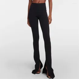 Pantalons pour femmes 2023 automne mode coréenne coupe ajustée taille basse jambe large haute extensible leggings fendus Y2k vadrouille de sol