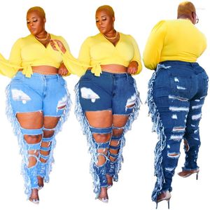 Pantalons pour femmes 2023 automne femmes INS mode trou gland serré Sexy grande taille jean