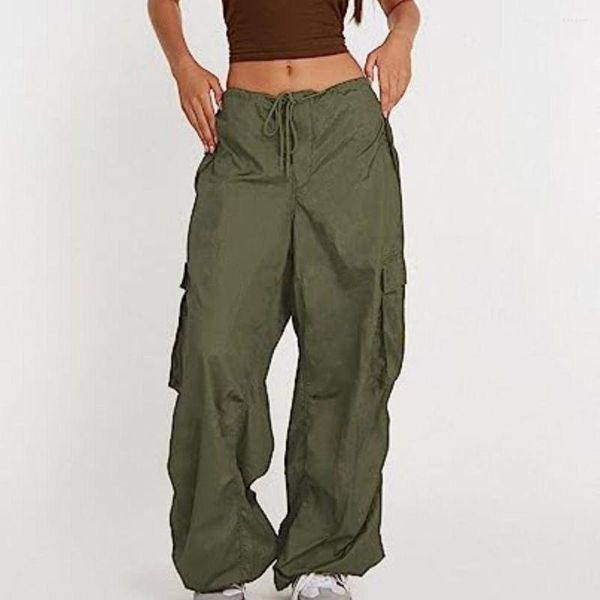 Pantalones para mujer 2023 Casual Baggy Pierna ancha Pantalones de chándal sueltos cordón bajo cintura streetwear cargo moda mujeres hippie joggers pantalones