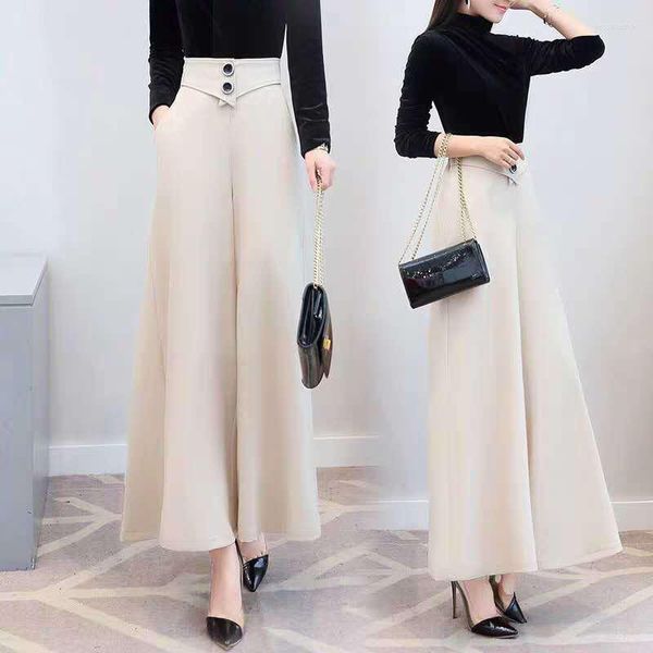 Pantalon femme 2023 Culottes en mousseline de soie taille haute pantalons longs femmes printemps été grande taille jambe large décontracté Palazzo pantalon droit femme