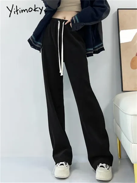 Pantalon Femme 2023 Taille élastique Cordon de serrage Femmes Taille haute Coréen Baggy Printemps Été Bureau Dames Casual Long