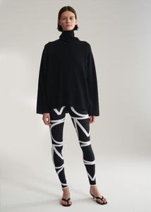 Pantalons pour femmes 2023 Haute qualité Automne Classique Géométrique Rayé Stretch Femmes Leggings Français