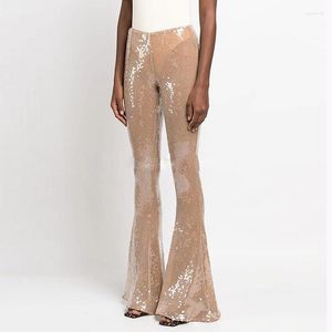 Pantalons pour femmes 2023 Star Fashion Perles de paillettes transparentes Slim Fit Corne de maille élastique