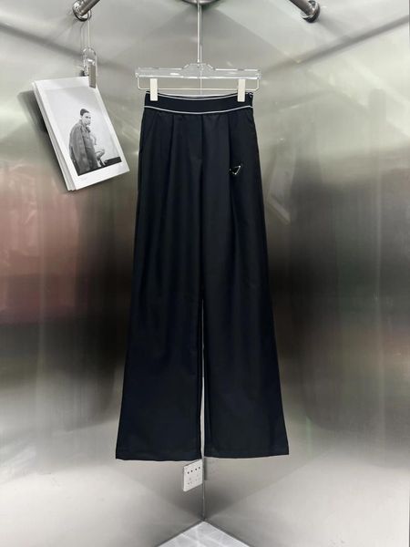 Pantalones de mujer 2023 Emblema de verano Marca de hierro Cintura alta Moda casual Versátil Pierna ancha