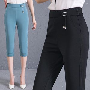 Pantalon femme 2023 été Harem décontracté taille haute élastique mollet Capris femmes grande taille doux femme Stretch vêtements de travail 6XL