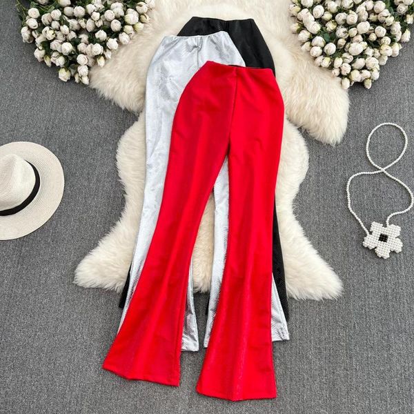 Pantalon femme 2023 été coréen filles rétro décontracté femmes mince cloche bas mode rouge blanc noir Wokr pantalon