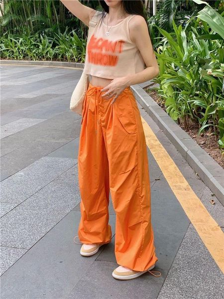 Pantalon femme 2023 Vintage femmes Cargo Orange Y2K décontracté taille haute pantalon gothique esthétique Streetwear Baggy jambe large Joggers