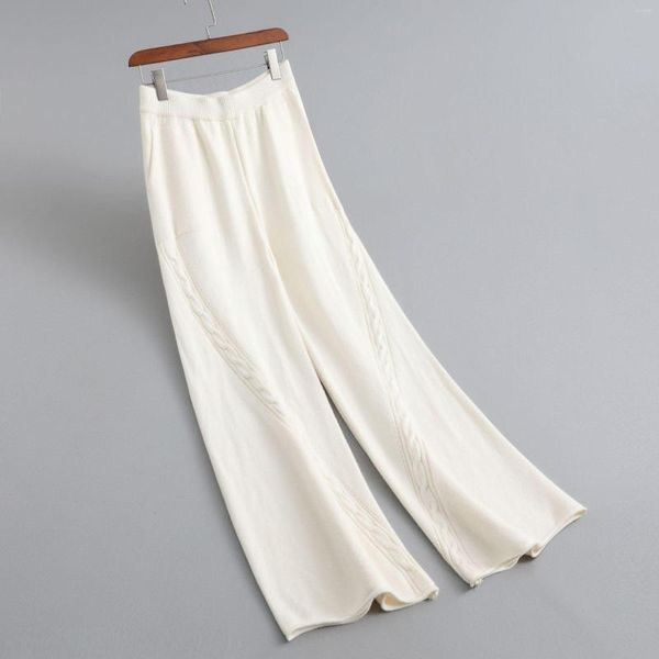 Pantalon féminin 2023 Femmes hautes tricots tricots longs de mode de lutte blanche