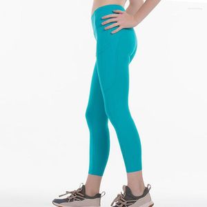 Pantalons pour femmes 2023 Entraînement Gym Sport Costumes Femmes Poche Taille haute Sport Leggings serrés Tissu extensible dans 4 directions XS / 4-XL