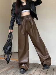 Pantalons en cuir Pu pour femmes, Design coréen, décontracté, Slim, classique, loisirs, Vintage, Faux pour femmes, 2023