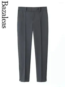 Pantalon féminin 2024 Bazaleas Store décontracté zipper officiel gris crayon gris pantalon pantalons hétérosexuels