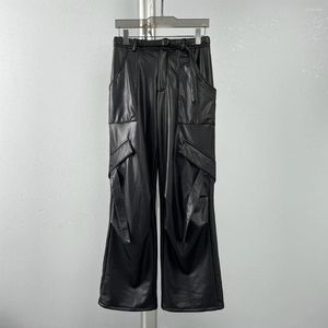 Pantalons pour femmes, salopette en cuir artificiel à jambes larges, début d'automne 2024, 0905