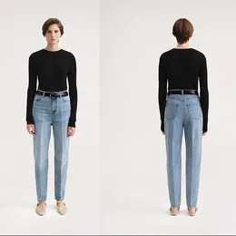 Pantalones de mujer 2024 Jeans cónicos plisados de cintura plisada a principios de primavera de primavera para mujeres