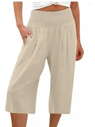 Pantalon féminin 2024 Elegant printemps et coton d'été Lin de coton large Pantal