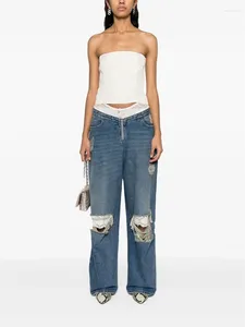Damesbroek 2024 jeans trend puur katoen losse casual hoog taille y2k kleding hoogwaardige brede beenbeha
