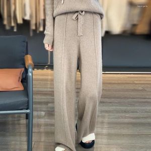 Women's Pants 2024 Knitted Wide Leg For Women In Autumn And Winter With A Draping Feel Straight Tube Wool Casual Woolen