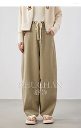 Pantalon féminin 2024 Pantalones de Mujer Cotton Lyocell Appliques pantalon Femmes Harem Streetwear