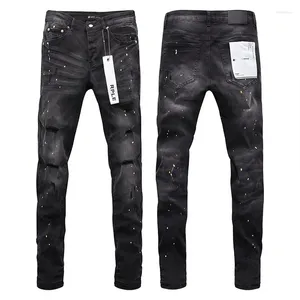 Pantalon féminin 2024 Jeans de marque violette American High Street Ripped Ink Splashed Disted Black Wash Elemy and Slim