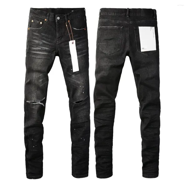 Pantalon féminin 2024 Jeans de marque roca violet Roca Fashion High Quality Street Black Paint Dot Couteau Trou coupé Réparation