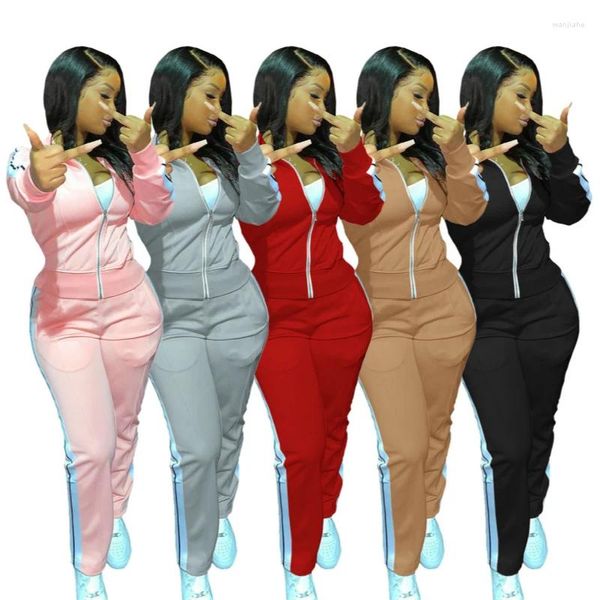 Pantalon féminin 2024 Couleurs solides Tracksuit Sports Loissine Two Piece Sets Matching Joggers Lounge Wear Tenues For Women