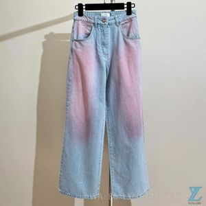Damesbroeken 2024 Lente en herfst Veelzijdige mode-jeans met wijde pijpen