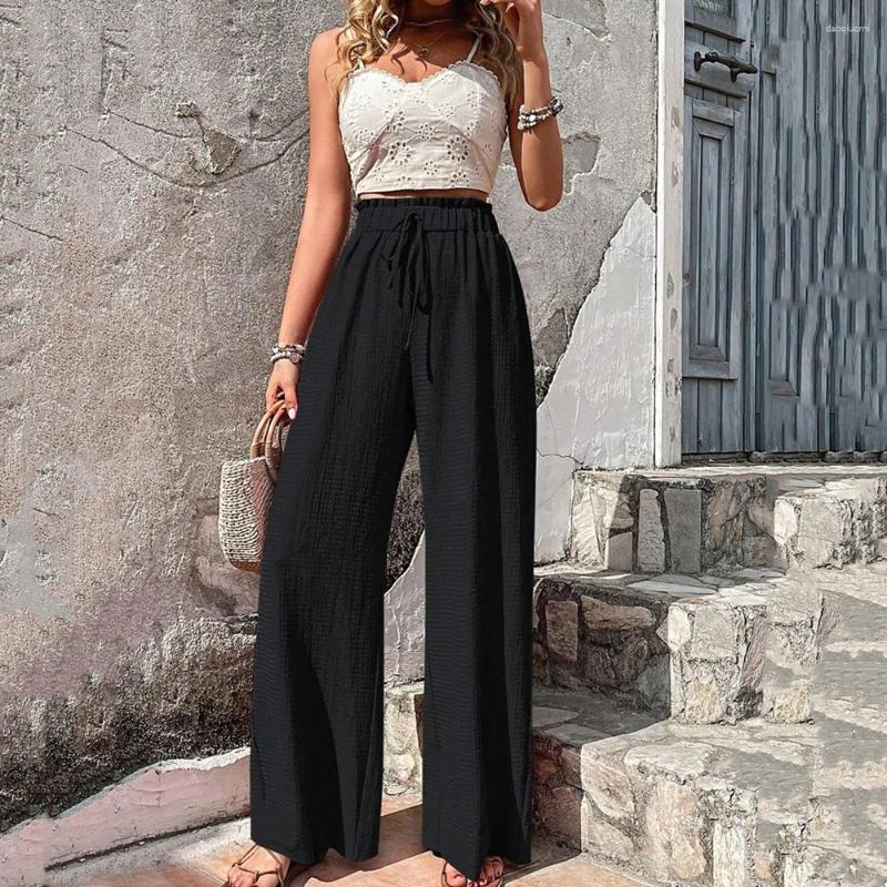 Women's Pants 2024 Spring/Summer Fashion Versatile Casual Wide Leg Loose Solid Color 2023 Blaack Trousers