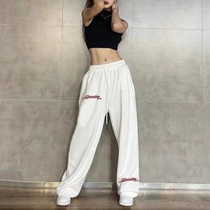 Pantalon Femme 2024 Streetwear Pantalon de survêtement blanc Femmes Style coréen Lettre Imprimer Piste noire surdimensionnée Harajuku Hip Hop Joggers Y2K