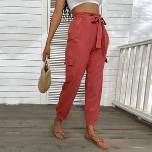 Pantalon féminin 2024 Couleur solide d'été haute taille les leggings rouges décontractés à l'automne