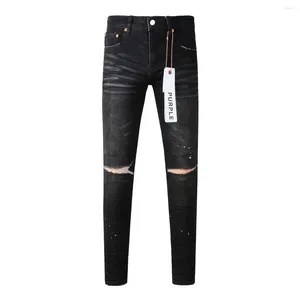 Pantalon féminin 2024 Jeans de marque Urple Fashion Fashion High Quality Street Paint Noir Dot Couteau Trou coupé RÉPARATIV