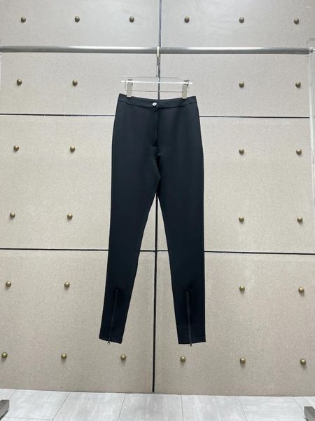 Pantalones de mujer 2024 Mujeres Moda Slim Elástico Cintura Planchado Goma Cremallera Flaco Pierna 1221