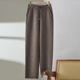 Pantalons pour femmes 22 Leggings larges en laine pour femmes couleur unie tricoté mode pantalons purs de haute qualité