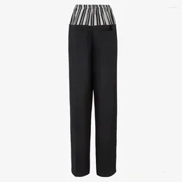 Pantalones para mujeres 24 Contraste de primavera de principios de primavera Classic de cintura elástica de elástica de rayas Pantalones rectos simples