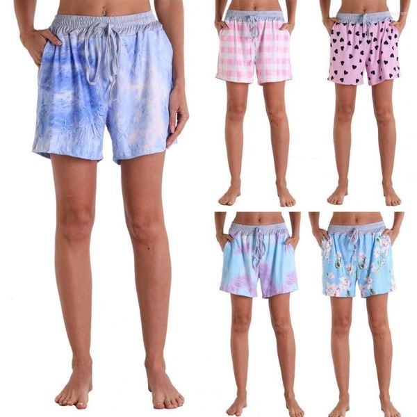 Pantalones de mujer 30 tipos de pantalones cortos de verano para mujer cintura elástica bolsillos inclinados Yoga estampado Floral cordón surf pijamas Streetwear