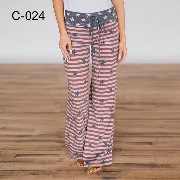 Pantalon féminin drapeau américain étoiles féminines patriotiques et rayures capri pantalon de survêtement esthétique pantalon imprimé occasionnel