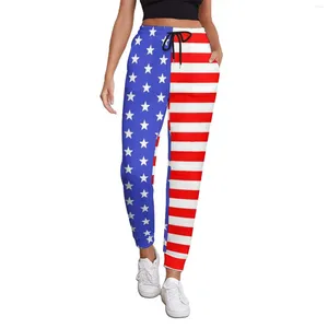 Pantalon féminin Flag American Woman USA Stars and Stripes Streetwear Sweatpants Spring Elegant Design Tablers Big Size 3xl